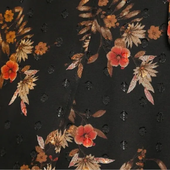 NEW Lulus Black Floral Wrap Dress S Autumnal Coquette Feminine Flirty Romantic - Picture 12 of 15